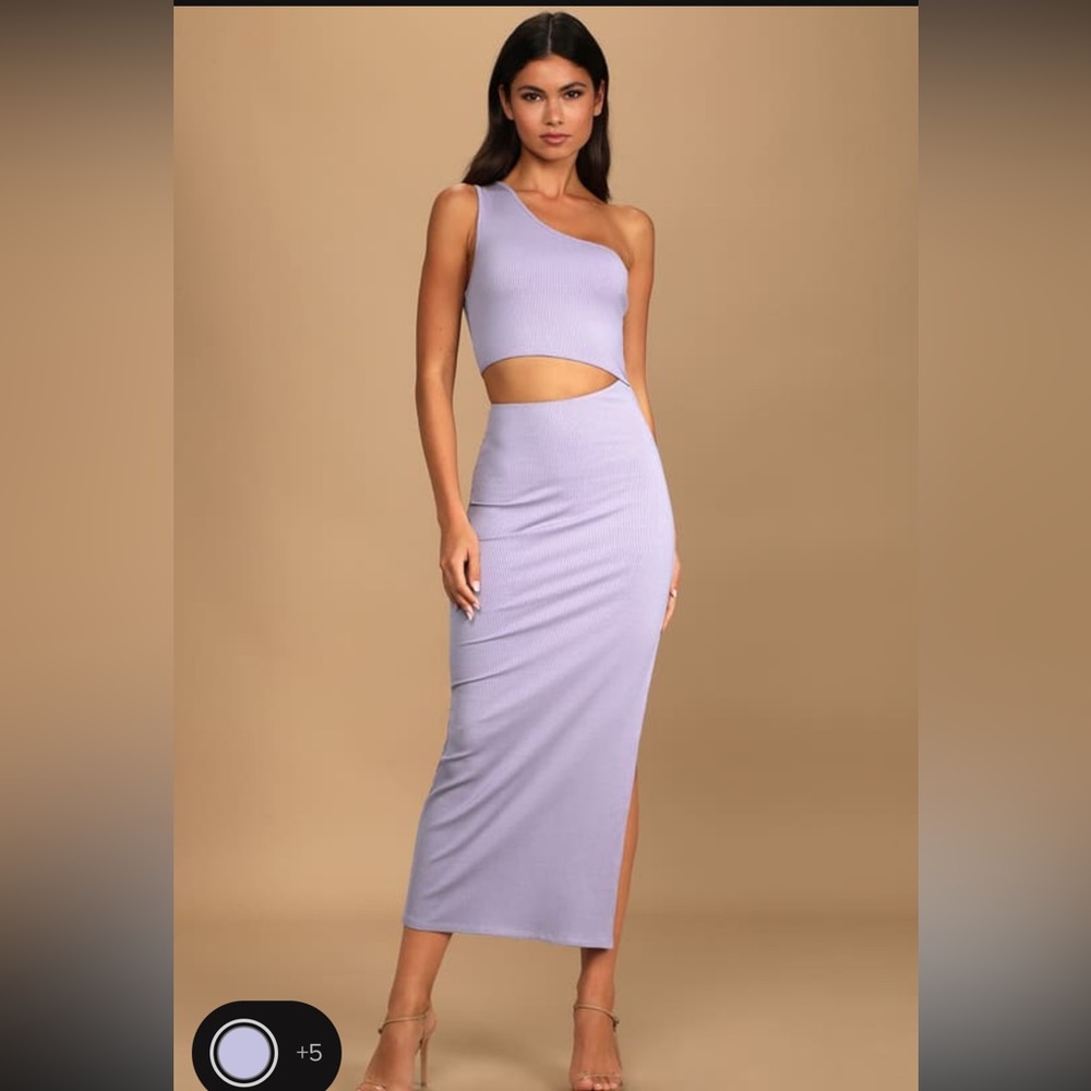 Spice Things Up Lavender Ribbed One-Shoulder Cutout Midi Dress